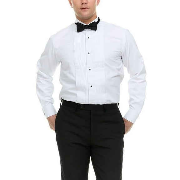 Adam Baker Men's MSH989 4-Way Stretch Slim Fit French Cuff Tuxedo Shirt, White, M
