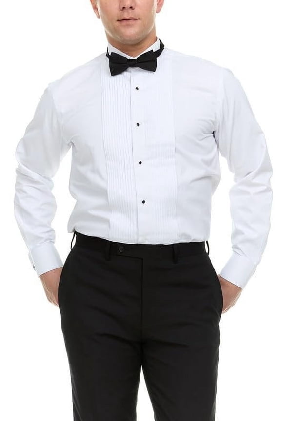 Men's MSH989 4-Way Stretch Slim Fit French Cuff Tuxedo Shirt, White, M