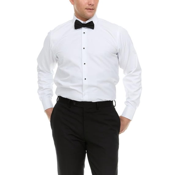 Men's Slim Fit Convertible Cuff Laydown & Wingtip Collar Tuxedo Shirt - Cufflinks & Bow Tie Included