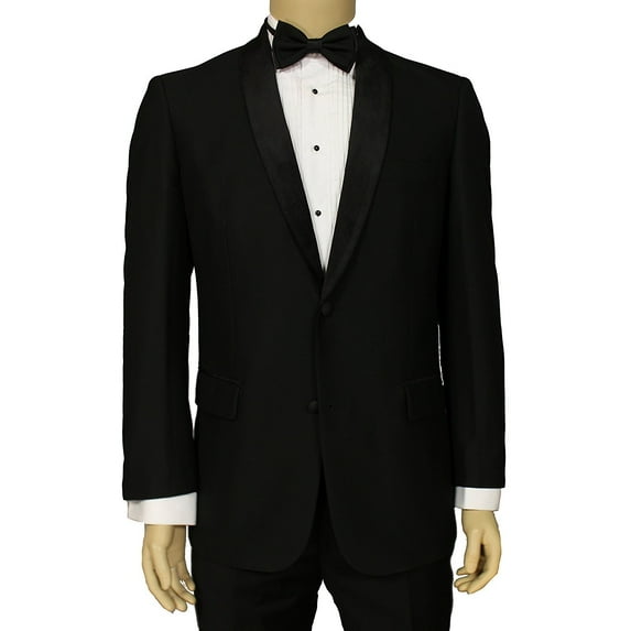 Adam Baker Men's MZS-1707 Classic Fit Velvet Shawl Collar Two Button Dinner Jacket - Black - 2XL