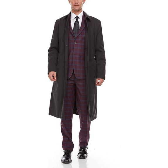 Adam Baker Men's Single Breasted Breasted Full Length Trench Coat All Year Round Raincoat