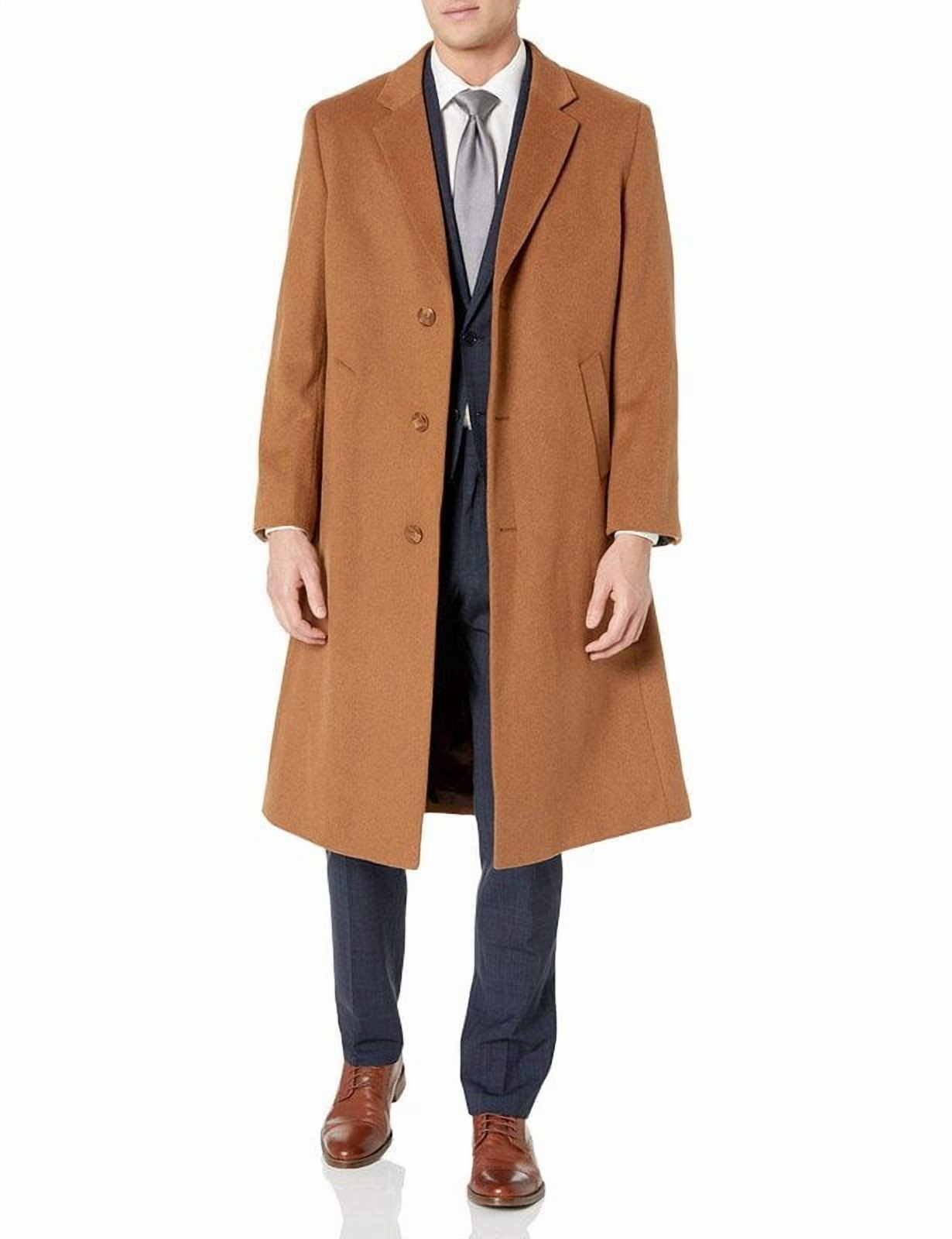 Adam Baker Men's Single Breasted Luxury Wool Full Length Topcoat ...