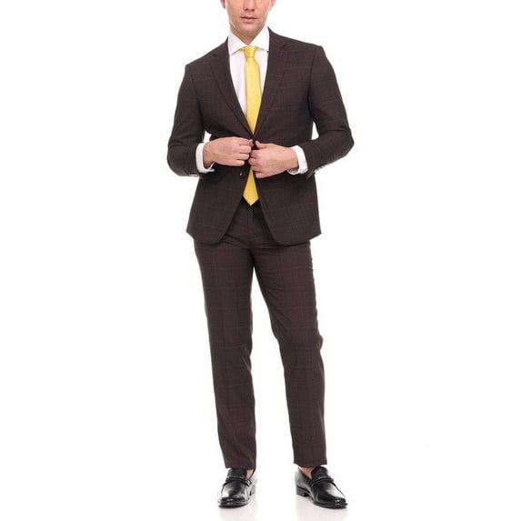 Adam Baker Men's Single Breasted Ultra Slim Fit 2-Piece Jacket, Trousers Suit Set