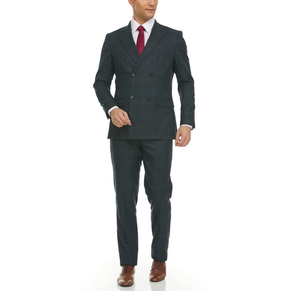 Adam Baker Men's Slim Fit Double Breasted 2-Piece Jacket & Pants Suit Set