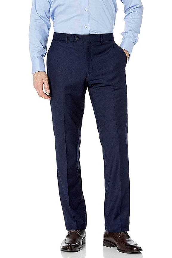 Men's Slim-Fit Flat-Front 100% Wool Dress Pants - Colors