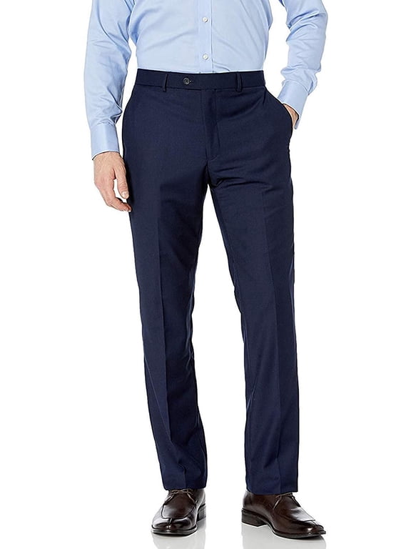 Men's Slim-Fit Flat-Front 100% Wool Dress Pants - Colors