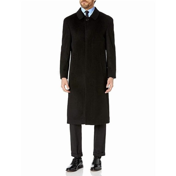 Adam Baker Men's Topcoat, Single Breasted Luxury Wool Full Length Topcoat for Men
