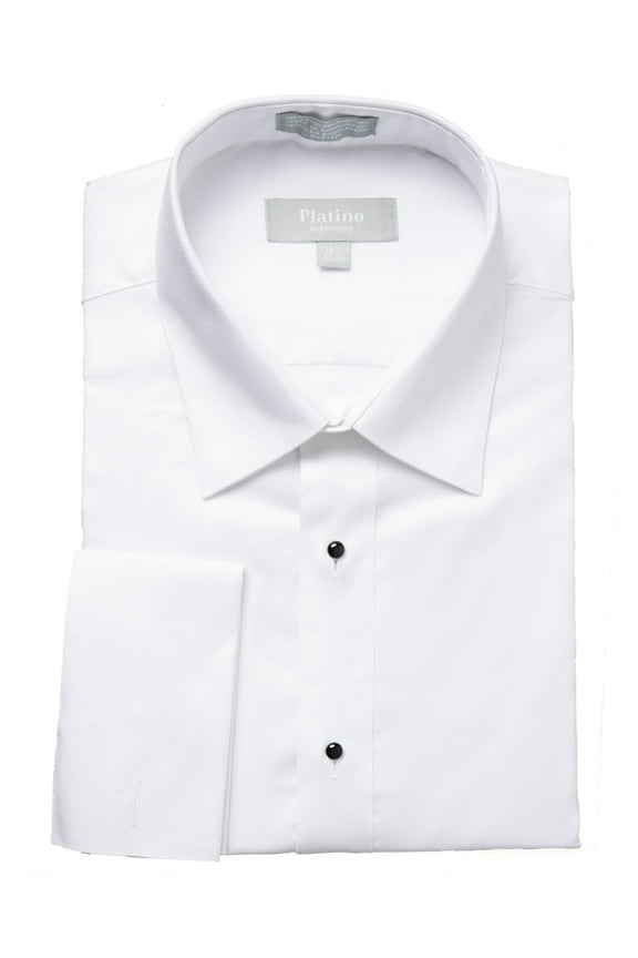 Men's Tuxedo Shirt French Cuff Laydown Collar Cotton Formal Regular Fit Dress Shirt for Prom Party Wedding