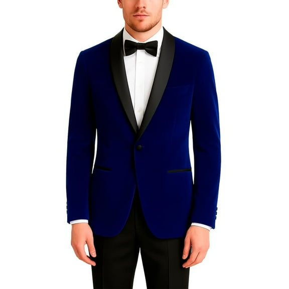 Adam Baker Men's Velvet Dinner Jacket, One Button Tuxedo Jacket - Blazer with Satin Shawl Collar - Slim Fit Dinner Jackets for Men for Wedding & Prom
