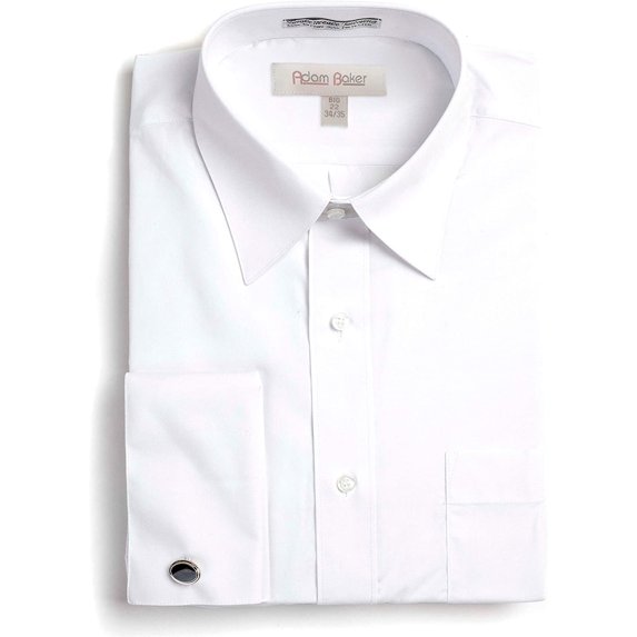 Adam Baker Mens 1909 Big Fit Long Sleeve French Cuff Dress Shirt - White - 19 2-3