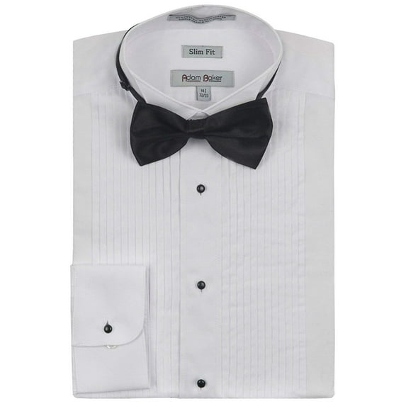 Adam Baker Mens 1943 Wingtip Collar Slim Fit Formal Tuxedo Shirt - White - 17 4-5