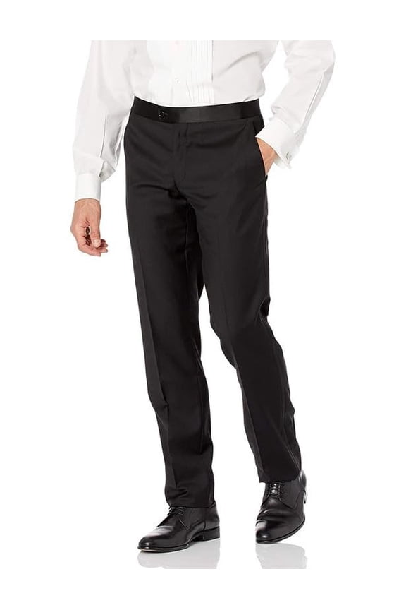 Mens P401 Slim Fit Tuxedo Pants, Black, 38x32