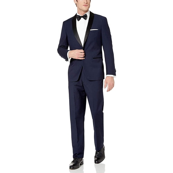 Adam Baker Men's Modern Fit Two-Piece Shawl Lapel Tuxedo Suit