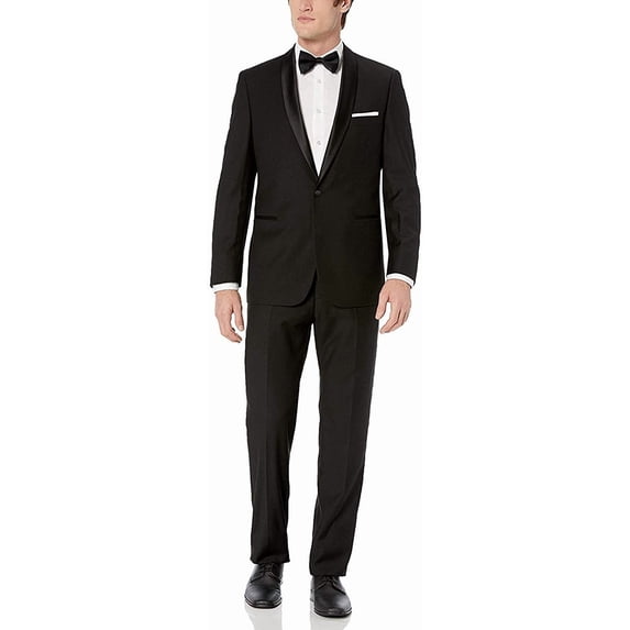 Adam Baker Men's Modern Fit Two-Piece Shawl Lapel Tuxedo Suit