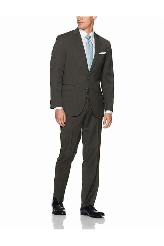 Mens Slim Fit 2-Piece Suit Set, 100% Wool, Single Breasted Jacket and Trousers, Business, Wedding, Prom