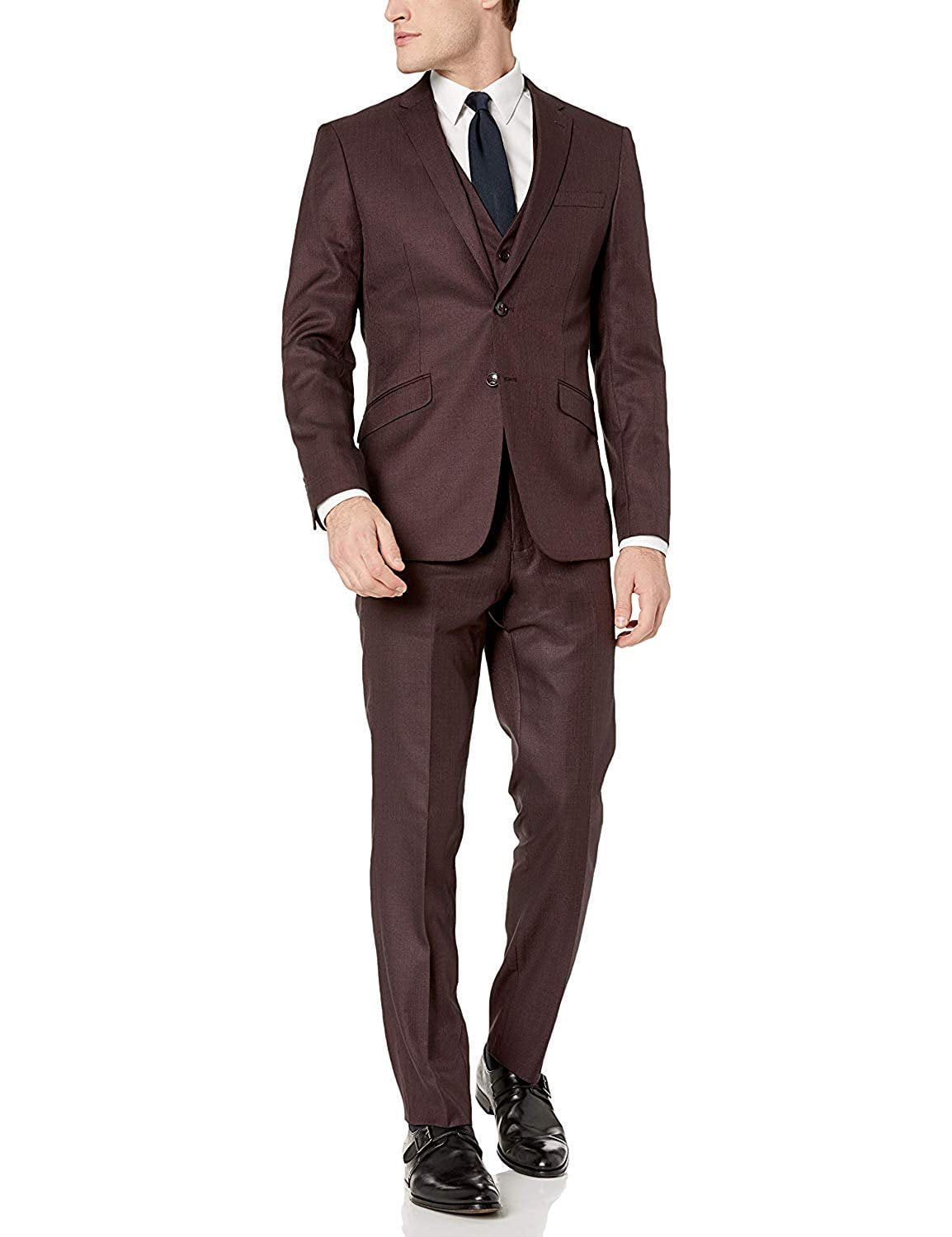 Gino Giovanni Boys Black Formal Suit Set - 5 Piece With Burgundy Tie, Sizes Baby To Teen (Wedding, Communion)