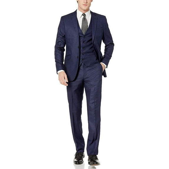 Adam Baker Mens V0177 Slim Fit 3-Piece Suit Set - Indigo - 46L