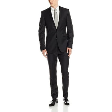 Adam Baker Montefino Men's S403912H-403995 Slim Fit 100% Merino Wool Suit - Black - 46R