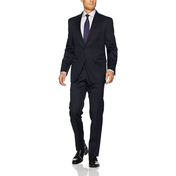 Adam Baker Montefino Men's S403912H-403997 Slim Fit 100% Merino Wool Suit - Navy - 48S