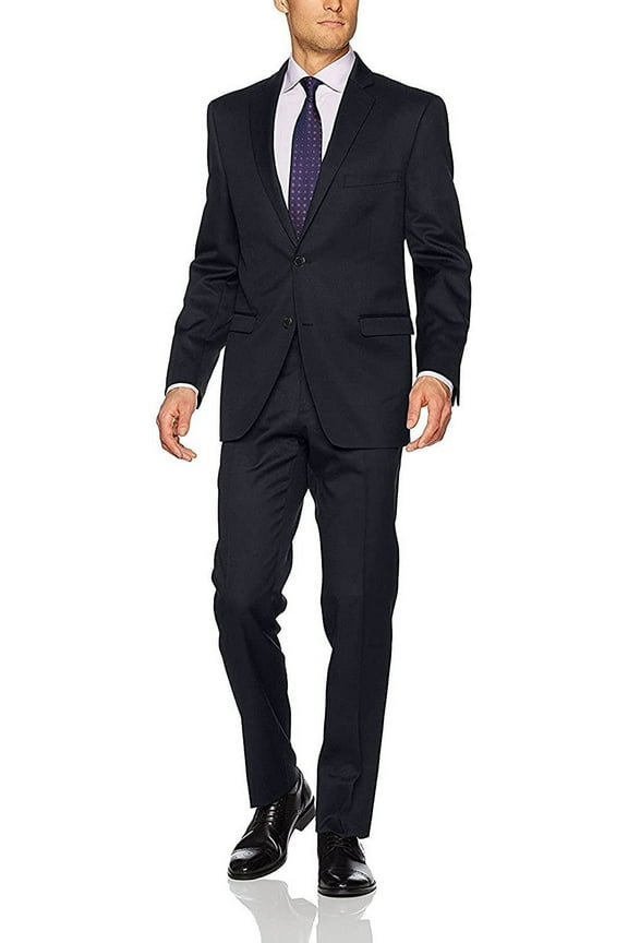 Montefino Men's S403912H-403997 Slim Fit 100% Merino Wool Suit - Navy - 48S