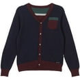 thumbnail image 1 of Adam Baker Viero Richi Boys 2364 Button-up Cotton Knit Sweater Cardigan - Burgundy/Navy - 2, 1 of 2