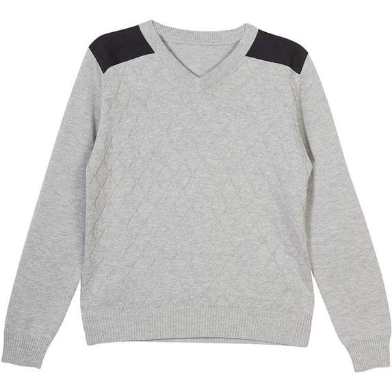 Adam Baker Viero Richi Boys 2410 Pullover Cotton Knit Sweater Cardigan - Grey/Black Diamond - 14