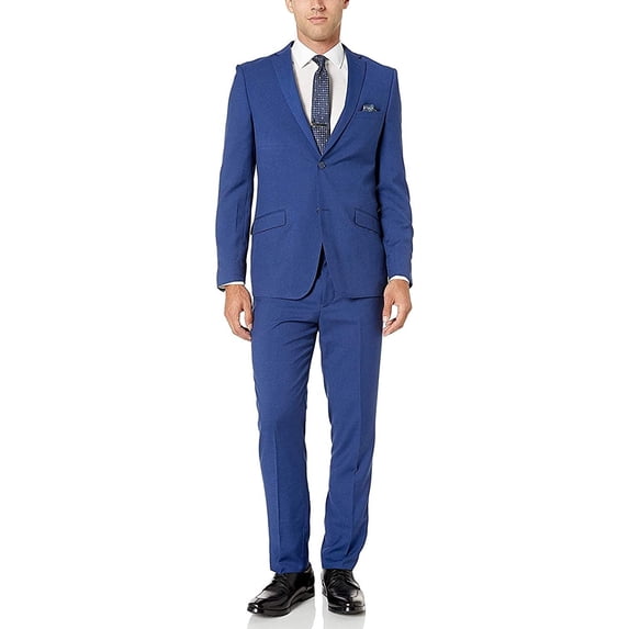 Adam Baker West End Men's 910951 2-Piece Slim Fit Fine Textured Suit - Blue - 36R