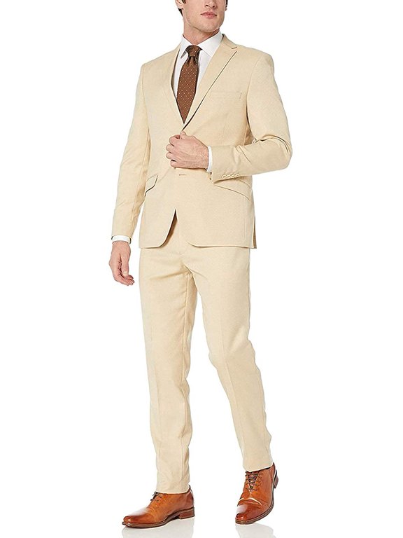 Men's Slim Fit Single Breasted Fine Textured 2-Piece Suit Set