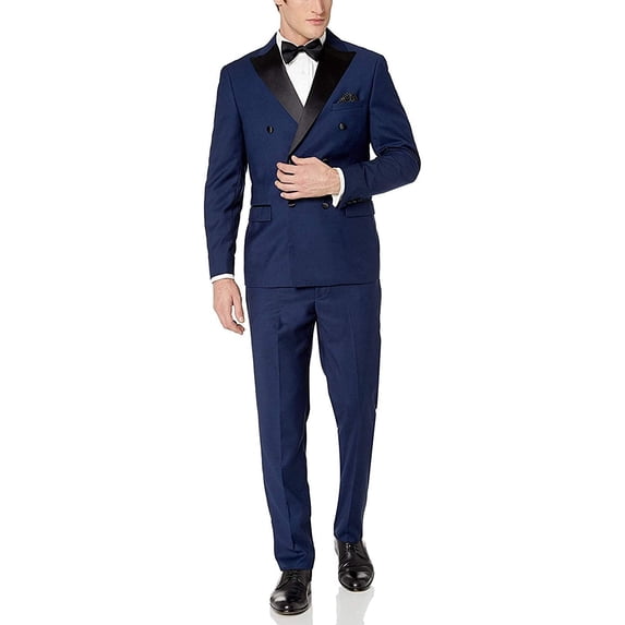 Adam Baker Westend Mens 911023T137 Slim Fit Double Breasted Peak Lapel Tuxedo - Midnight Blue - 36S