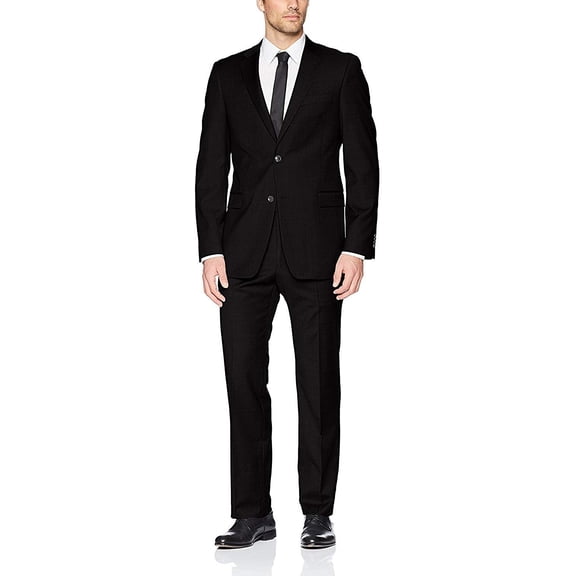 Adam Baker Men's Suits, Modern Fit 2-Piece Single Breasted Two Button Wool/Silk Blend Suit for Men