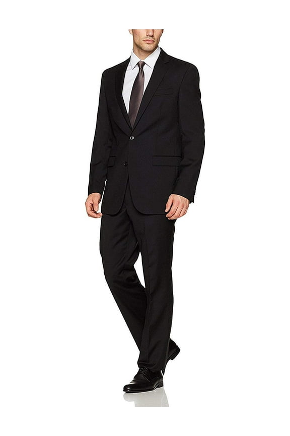 Men's Slim Fit Suit, 2-Piece Single Breasted Two Button Wool/Silk Blend Formal Suit for Men