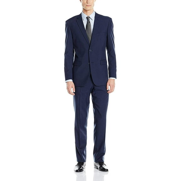 Adam Baker Men's Suits, Modern Fit 2-Piece Single Breasted Two Button Wool/Silk Blend Suit for Men