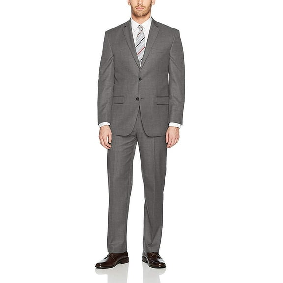 Adam Baker Men's Suits, Modern Fit 2-Piece Single Breasted Two Button Wool/Silk Blend Suit for Men