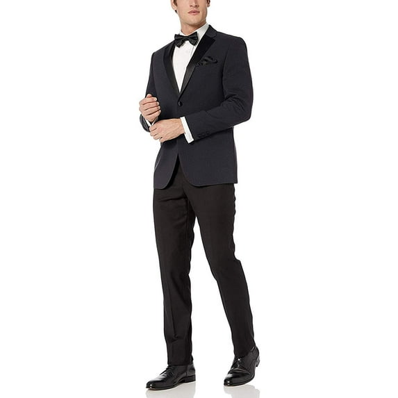 Adam Baker by Caravelli Men's 613102 Slim Fit Textured Top 2-Piece Tuxedo - Charcoal - 40S