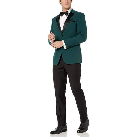Adam Baker by Caravelli Men's 613148 Slim Fit Textured Top 2-Piece Tuxedo - Hunter Green - 48R