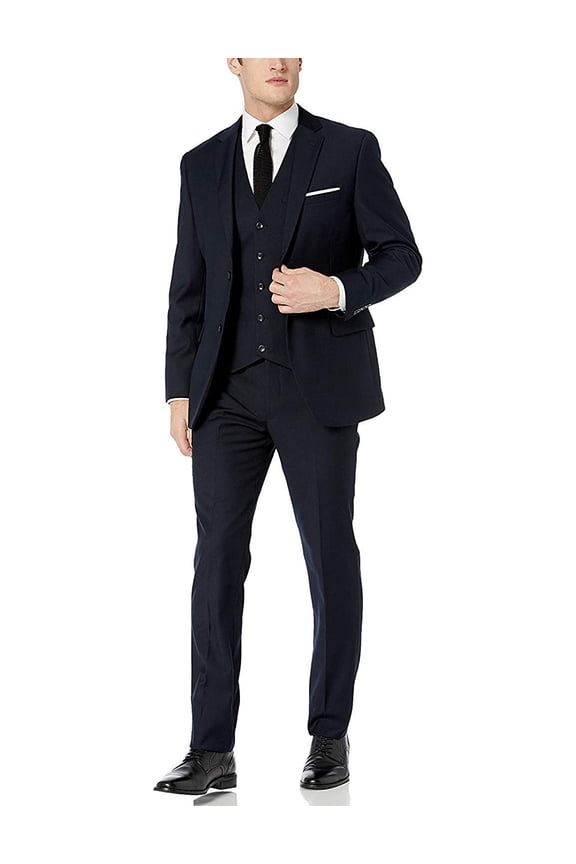by Creative Men's CT701/02-3 Piece Single Breasted Classic Fit Vested Suit - Navy - 58 Regular
