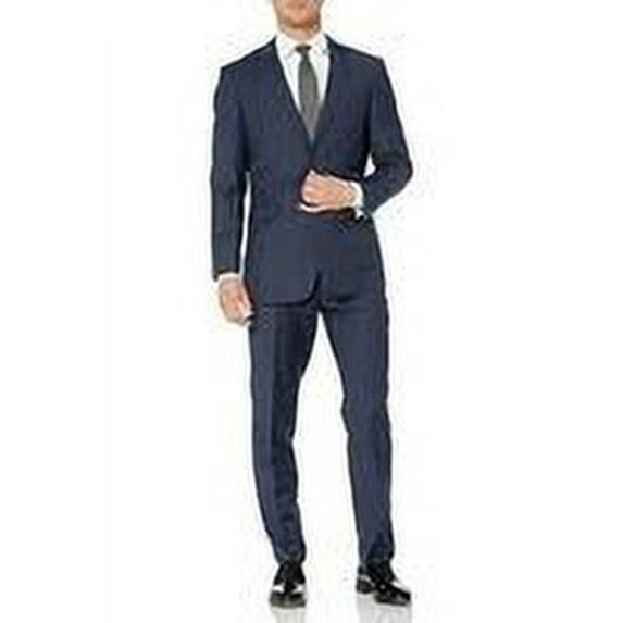 Adam Baker by Douglas & Graham Men's 40033 100% Wool Slim Fit Notch Lapel Suit - Blue Plaid - 34S
