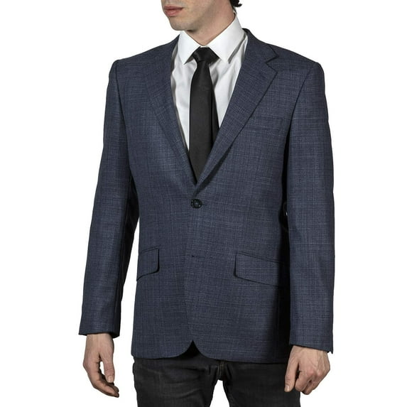 Adam Baker by Douglas & Grahame Men's 13064/1 Single Breasted 100% Wool Ultra Slim Fit Blazer/Sport Coat - Blue Woven - 48R