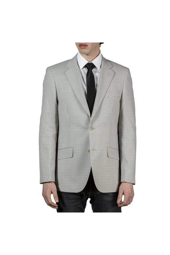 by Douglas & Grahame Men's B2151082 Single Breasted 100% Wool Ultra Slim Fit Blazer/Sport Coat - Tan Mini Check - 48R