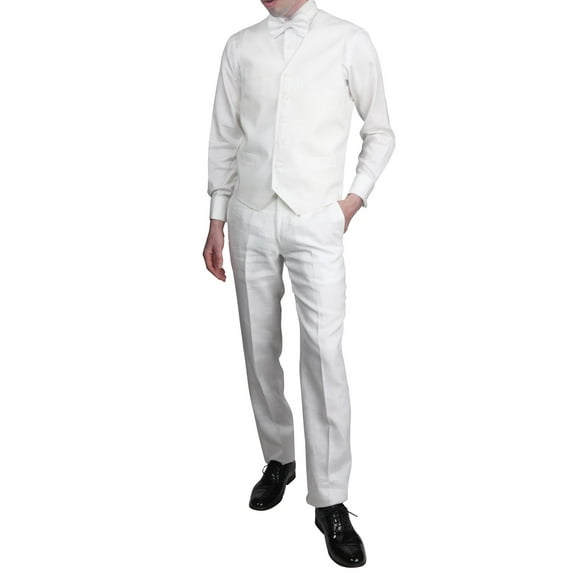 Adam Baker by Enzo Mens E58302-1 Modern Fit Luxury Linen Trousers - White - 42