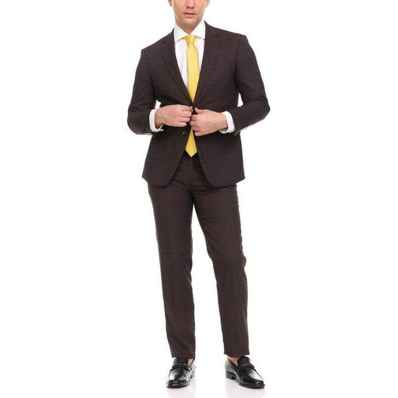Adam Baker Men's Single Breasted Ultra Slim Fit 2-Piece Jacket, Trousers Suit Set