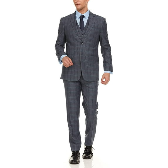 Adam Baker by Gianco Ferro Men's 63822 Slim Fit 3-Piece Suit - Grey - 38R