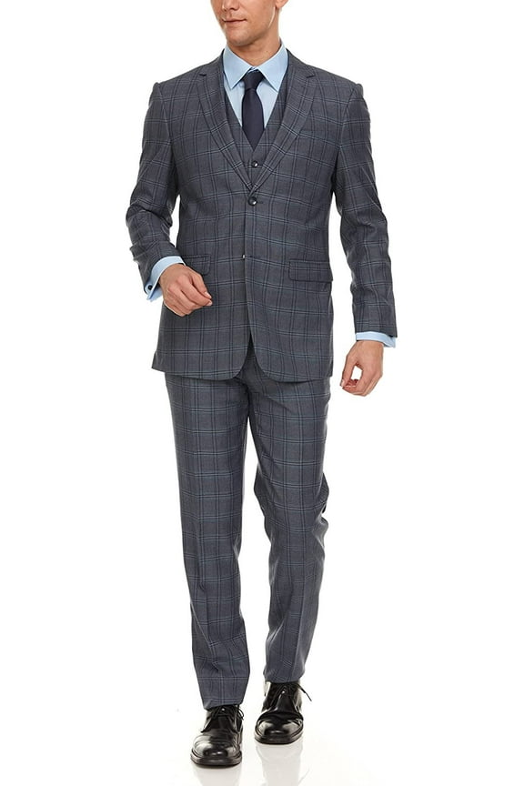by Gianco Ferro Men's 63822 Slim Fit 3-Piece Suit - Grey - 44S