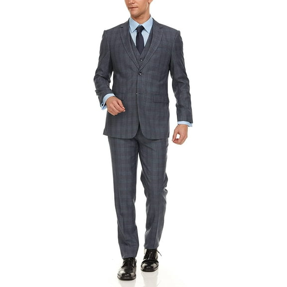 Adam Baker by Gianco Ferro Men's 63822 Slim Fit 3-Piece Suit - Grey - 52R