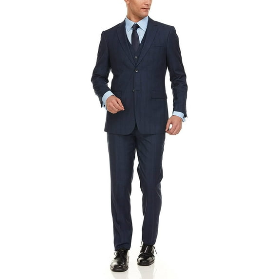 Adam Baker by Gianco Ferro Men's 63823 Slim Fit 3-Piece Suit - Navy - 50R