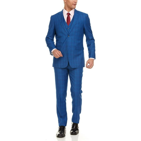 Adam Baker by Gianco Ferro Men's 63824 Slim Fit 3-Piece Suit - Blue - 54L