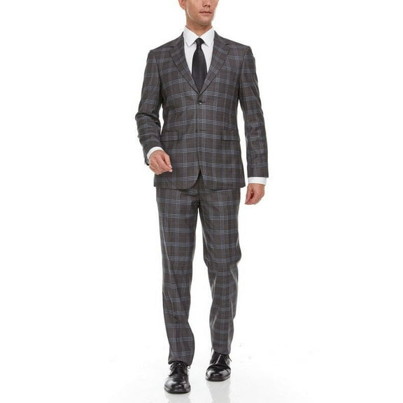 Adam Baker Men's Single Breasted Ultra Slim Fit 2-Piece Jacket, Trousers Suit Set