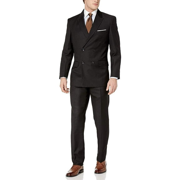 Adam Baker Men's 2-Piece Wool Blend Double Breasted Solid Dress Suit