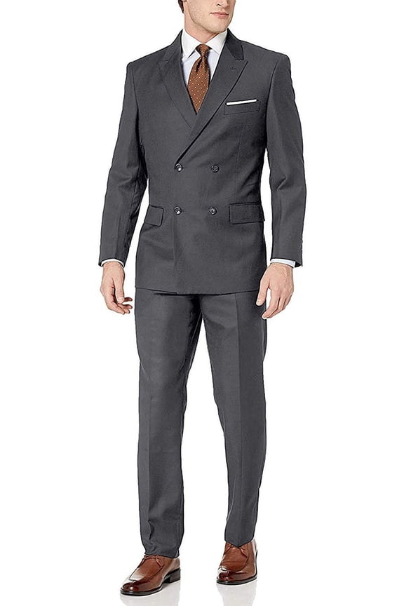 Men's 2-Piece Wool Blend Double Breasted Solid Dress Suit