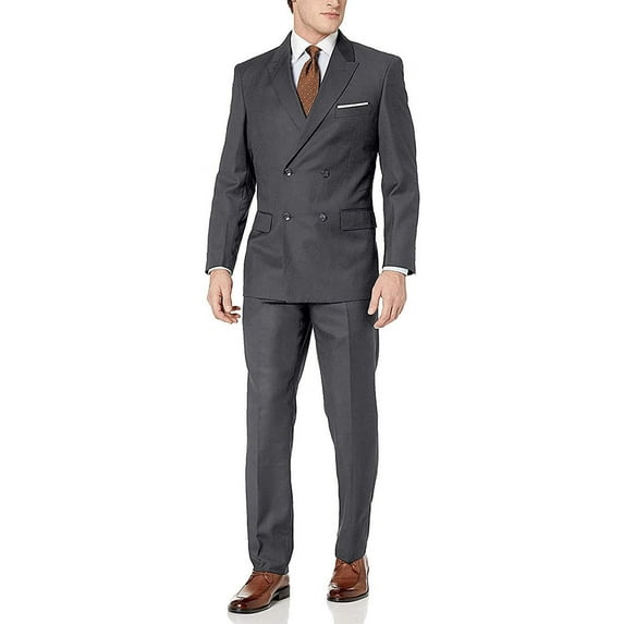 Adam Baker Men's 2-Piece Wool Blend Double Breasted Solid Dress Suit